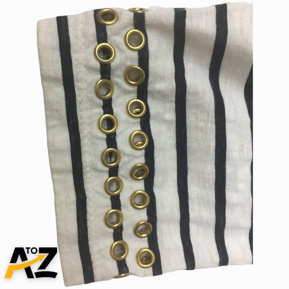 Vintage JM Collection Womens Top Size M White Blue Striped 3/4 Sleeves Pullover - Picture 3 of 8